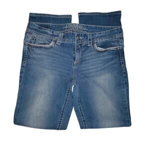 Maurice's Fancy Pair of Bling Blue Jeans w/ Missing Button sz14
